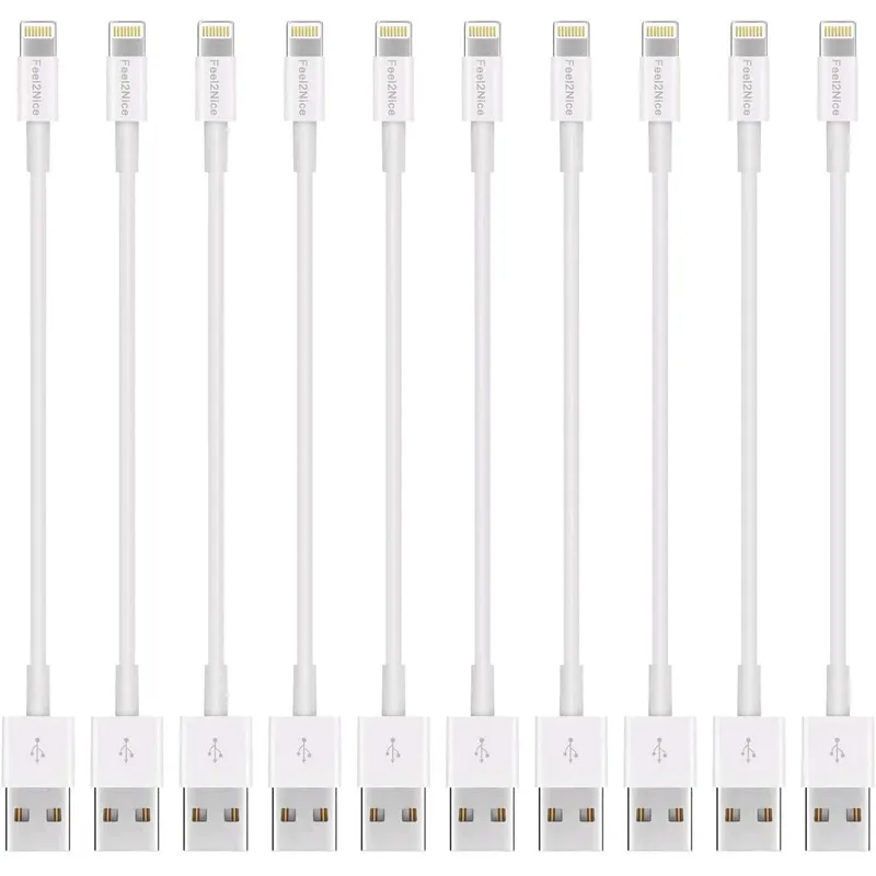 FEEL2NICE Short Lightning Cable, 10-Pack