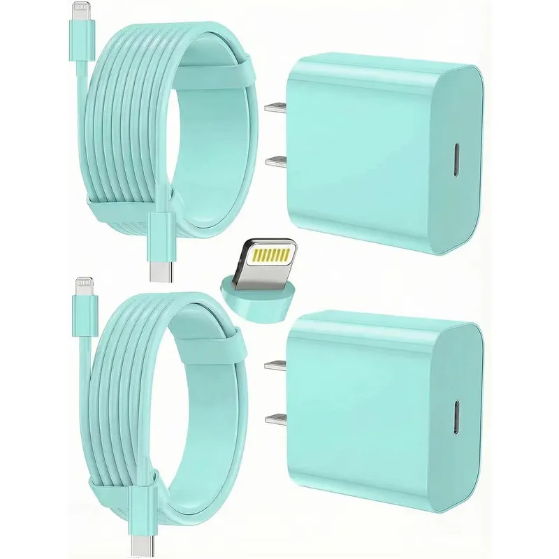 FEEL2NICE USB-C Charger + Lightning Cable Kit – Green