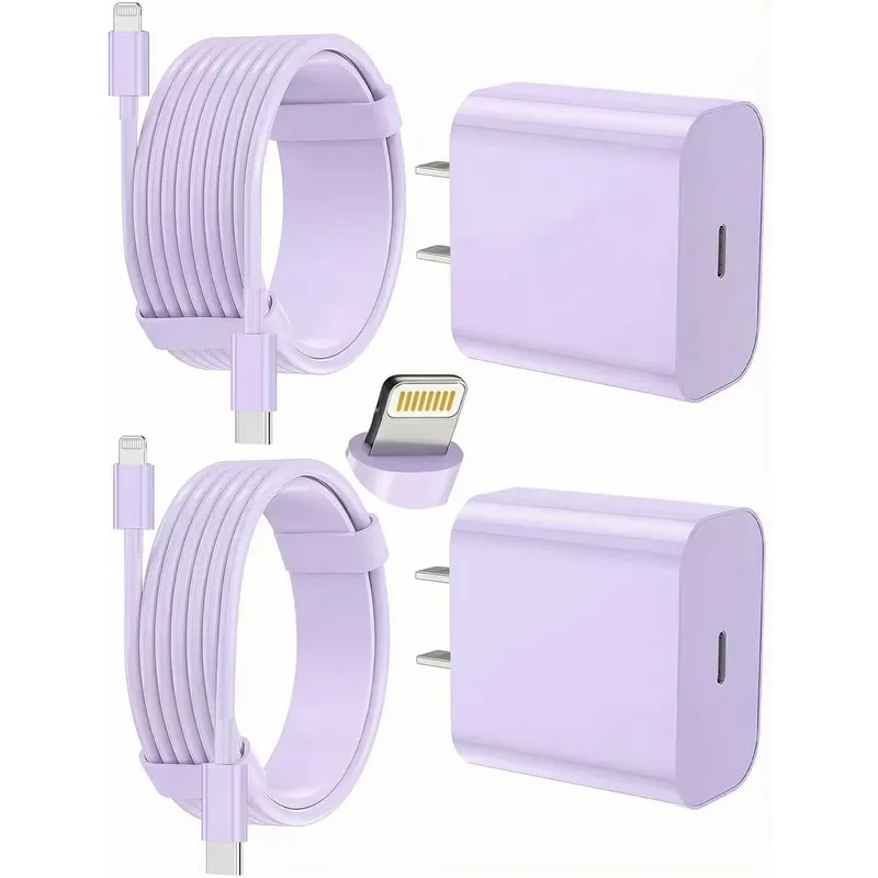 FEEL2NICE USB-C Charger + Lightning Cable Kit – Purple