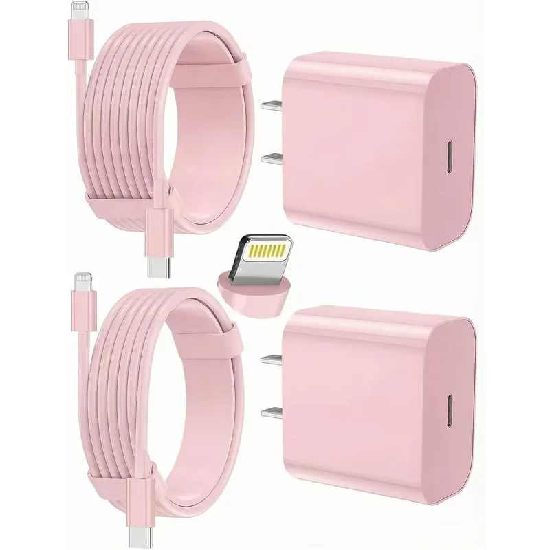 FEEL2NICE USB-C Charger + Lightning Cable Kit – Pink