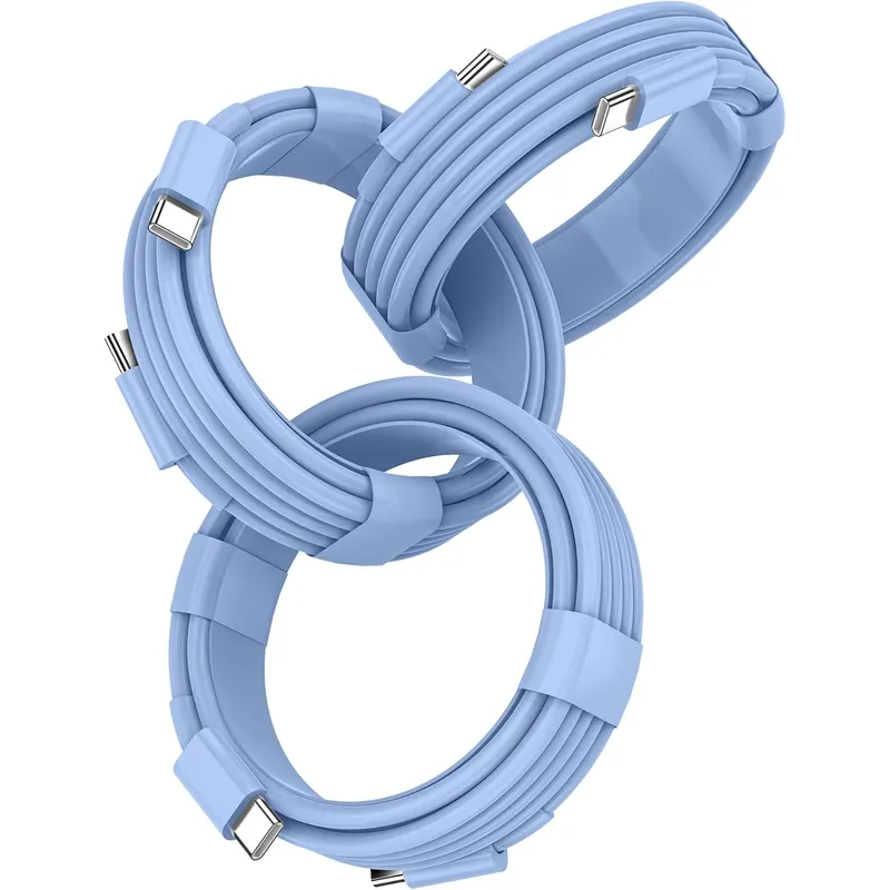 FEEL2NICE USB-C to USB-C Cable 60 W, 3-Pack – Glacier Blue