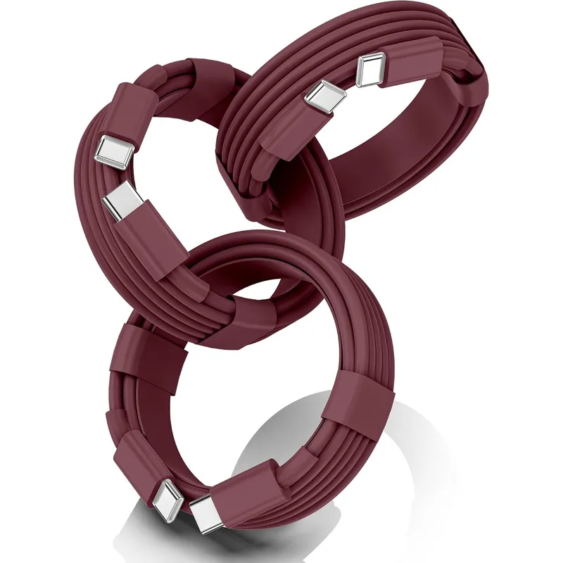 FEEL2NICE USB-C to USB-C Cable 60 W, 3-Pack – Burgundy Red
