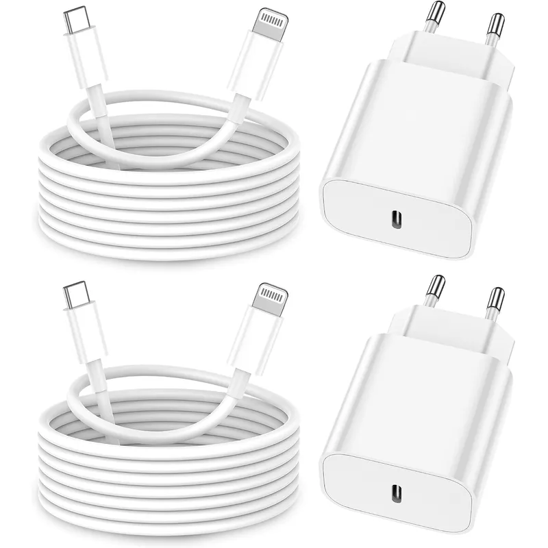 FEEL2NICE USB-C-Ladegerät + Lightning-Kabel, 2er-Set – Weiß