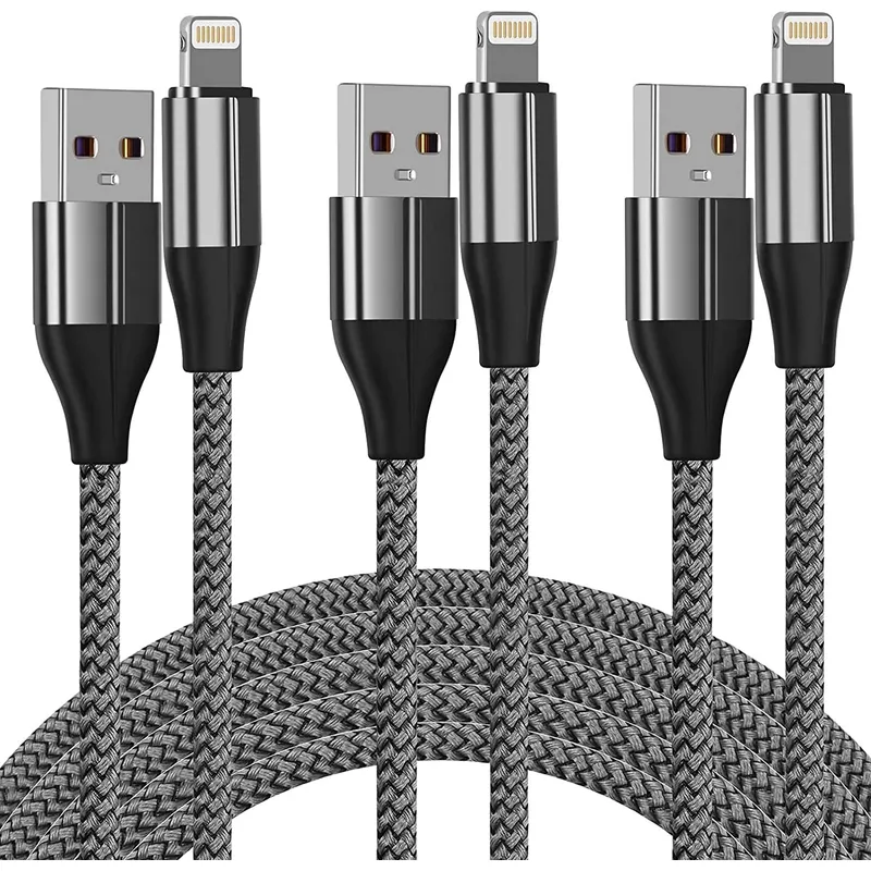 FEEL2NICE Nylon Braided Lightning Cable, 3-Pack